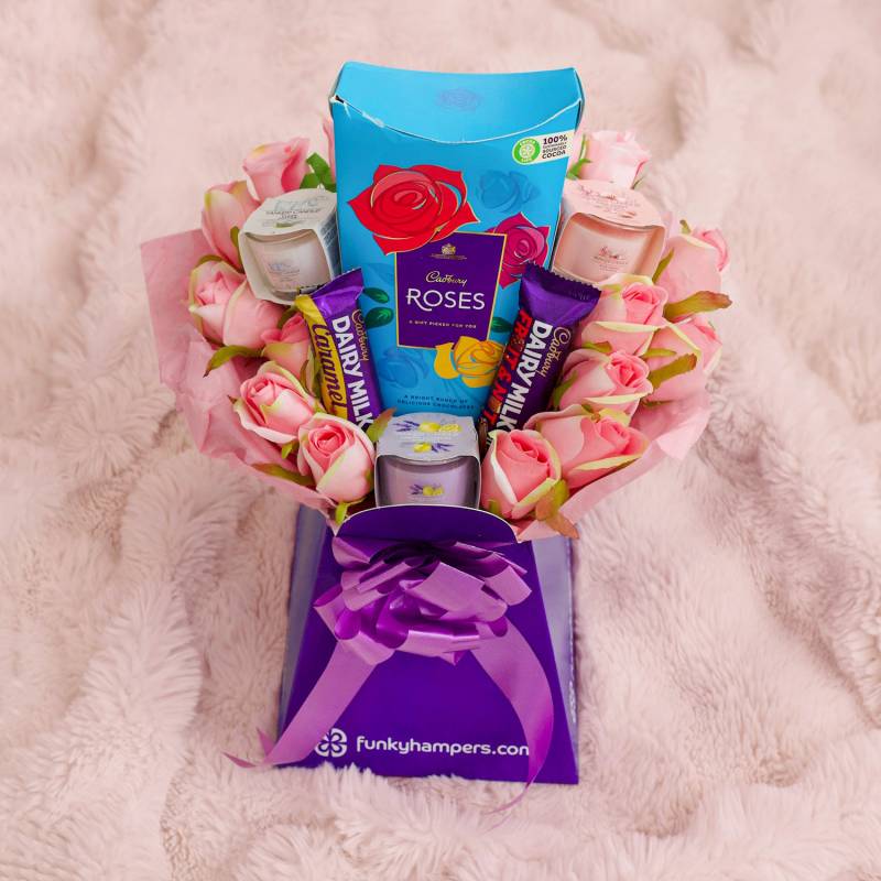 Yankee Candle and Cadbury Pink Roses Bouquet