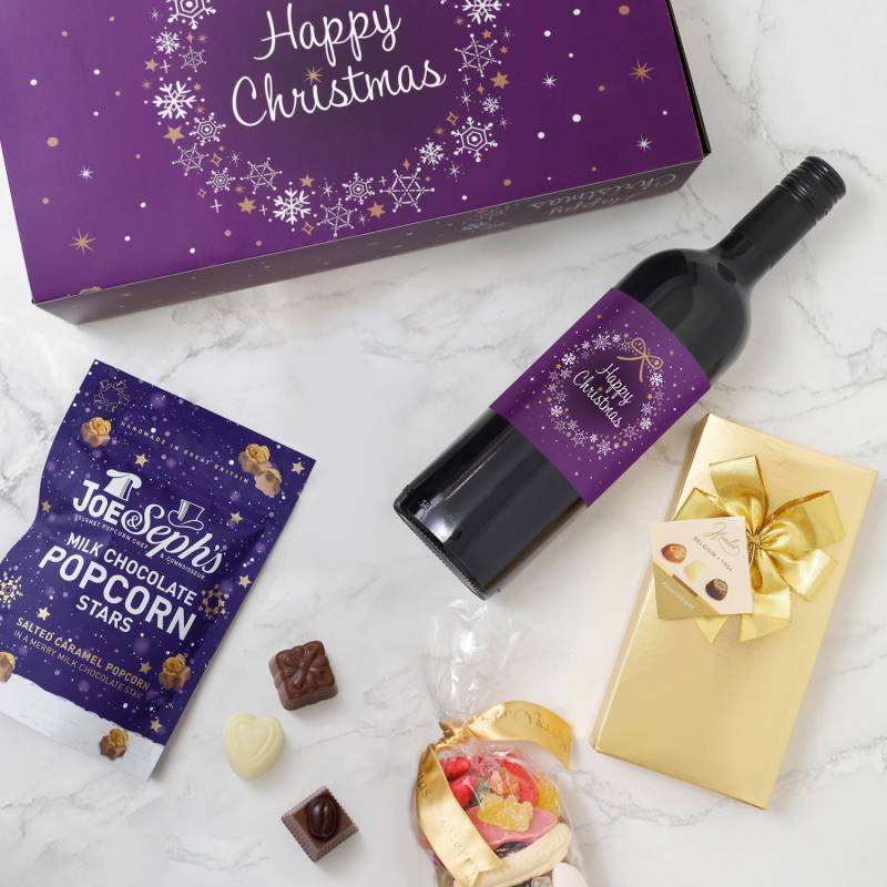 Happy Christmas Red Wine Treats Gift Box