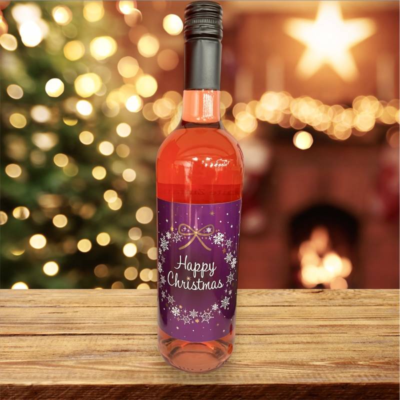 Happy Christmas Bottle of Rose Wine