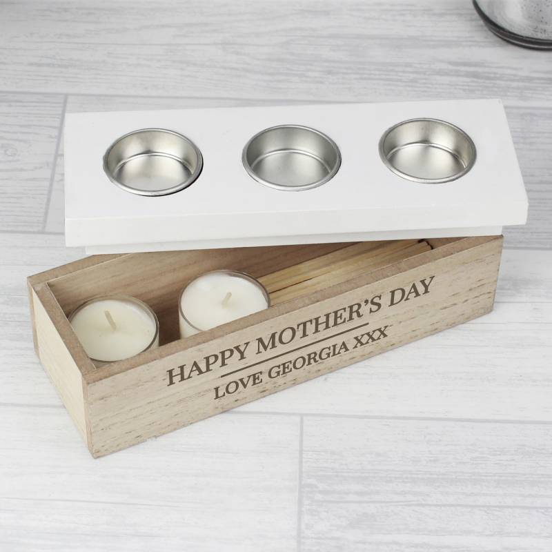 Personalised Classic Triple Tea Light Box